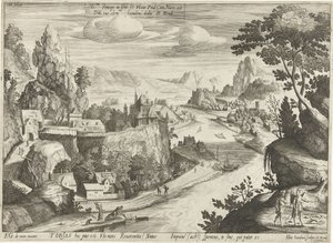 Tobias und der Engel fangen den Fisch im Tigris von Hendrick Hondius (I)