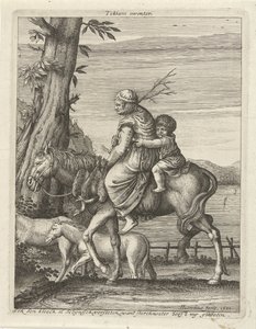 Frau und Kind zu Pferd von Hendrick Hondius (I)
