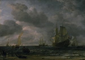 Schiffe in einer Brise vor der niederländischen Küste von Hendrick Jacobsz Dubbels