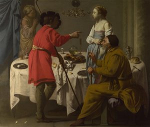 Jakob tadelt Laban, weil er ihm Leah anstelle von Rachel gegeben hat, 1627 von Hendrick Jansz Terbrugghen