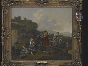 Ein Gemüsemarkt In Italien Mit Figuren