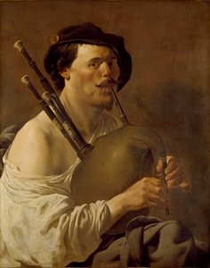 Porträt eines Mannes, der Dudelsack spielt, 1624 von Hendrick ter Brugghen
