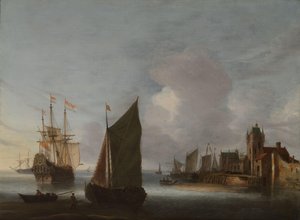 Schiffe bei Zierikzee mit dem Zuidhavenpoort im Hintergrund von Hendrick van Anthonissen
