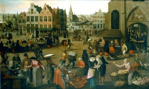 Ansicht eines Marktplatzes, ca. 1570-1603 von Hendrick van Steenwijck the Elder