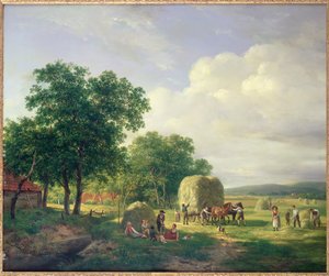 Eine bewaldete Landschaft mit Heuarbeitern von Hendrick van de Sande Bakhuyzen