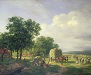Waldlandschaft mit Heuarbeitern, 1822 von Hendrick van de Sande Bakhuyzen