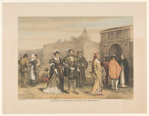 Adlige und Bürger des 16. Jahrhunderts Edelleute und Bürger aus der Zeit Karls V. (Titel auf dem Objekt) Serie von vierundzwanzig vaterländischen Historienbildern, für Schule und Haus (Serientitel) von Hendrik Albert van Trigt
