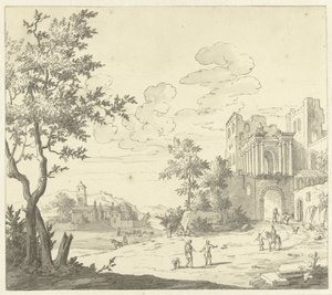 Italienische Landschaft mit Ruine