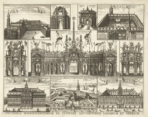 Blatt mit zehn Darstellungen des Einzugs des Kardinal Infant Ferdinand in Antwerpen, 1635 von Hendrik Causé