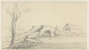 Landschaft mit verfallener Steinbrücke