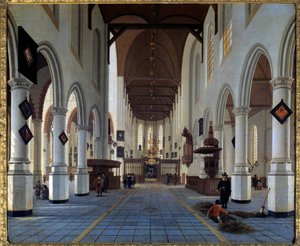 Kircheninnenansicht (Oudekerk in Delft?) Gemälde von Hendrick Cornelisz Van Vliet (1611/1612-1675) 17. Jahrhundert von Hendrik Cornelisz. van Vliet