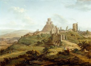 Blick auf Launceston Castle von Süden von Hendrik Frans de Cort