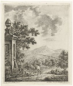 Landschaft mit Figuren an einer Quelle von Hendrik Godart de Marée