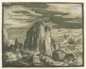 Aus einem Satz von 4 Landschaften: Klippe am Meer