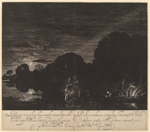 Die Flucht nach Ägypten von Hendrik Goudt after Adam Elsheimer