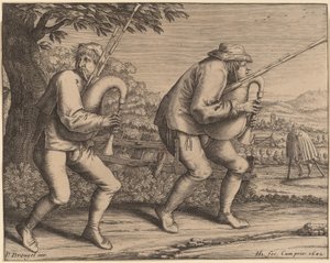 Zwei Dudelsackspieler von Hendrik Hondius I after Pieter Bruegel the Elder