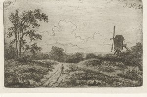 Figur auf einem Weg bei einer Mühle von Hendrik Jan Hein