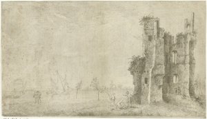 Ruine von Huis te Merwede bei Dordrecht von Hendrik Kobell
