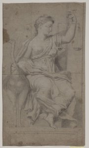 Sitzende Justitia. (Studie nach Figur in der Sala di Costantino, Vatikan, Rom) von Hendrik Krock