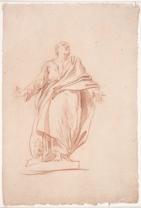 Stehender Mann mit ausgebreiteten Armen, auf einem Sockel. (Studie nach Skulptur). (Ein Heiliger) von Hendrik Krock
