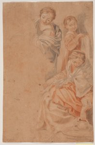 Drei Frauenfiguren. Studie nach Guido Renis Fresko in der Cappella dell
