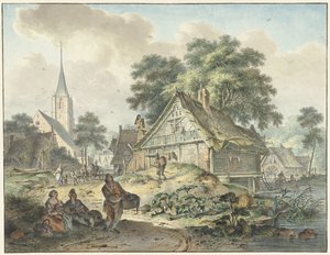 Verfallenes Haus und Dorfkirche