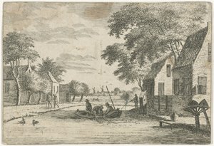 Dorflandschaft mit Fischern