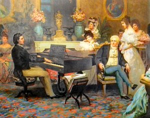 Chopin spielt Klavier im Salon von Prinz Radziwil von Henryk Siemiradzki