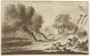 Landschaft mit ruhenden Hirten und Vieh