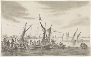 Flusslandschaft mit Segelschiffen von Hendrik Spilman