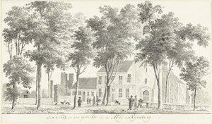 Kirche und Teil der Ruine der Abtei in Rijnsburg von Hendrik Tavenier