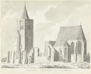 Kirche in Warmond und deren Ruine von Hendrik Tavenier