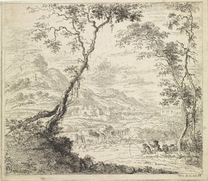 Landschaft mit Fischern an einem Fluss