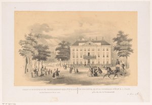 Ansicht vom Tournooiveld auf das Herrenlogement von Dordrecht in Den Haag um 1850 von Hendrik Wilhelmus Last (attributed to)