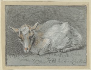 Liegende Ziege von Hendrik Willem Schweickhardt (signed by artist)