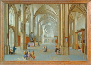 Kircheninneres mit Besuchern von Hendrik van Steenwyck
