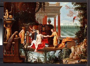 Bathseba am Pool mit ihren Dienerinnen, ca. 1600-42 von Hendrik van the Elder (circle of) Balen