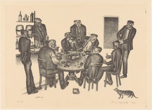 Kartenspielende Männer in einer Bar