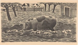 Sau mit acht Ferkeln von Henk Henriët (signed by artist)