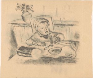Kind mit Mütze am Tisch von Henk Henriët