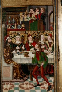 Das Festmahl des Ahasverus, basierend auf einem Bericht im Buch Esther, von einem unbekannten Künstler, 2022 (Foto)
