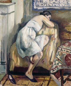 Jeanne schlafend in einem Stuhl von Henri Charles Manguin