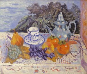 Granatäpfel, Persimone, Zinn