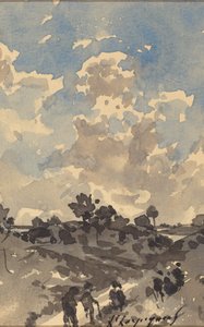Landschaft mit Figuren, die auf einem Pfad spazieren von Henri-Joseph Harpignies