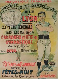 Plakat, das einen Gymnastikwettbewerb in Lyon bewirbt von Henri  Gray