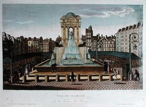 Ansicht des Marché des Innocents, graviert von Eugene Dubois, ca. 1815-20 von Henri (after) Courvoisier Voisin