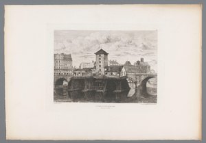 Ansicht der Pont Notre-Dame (Französische Radierungen aus 1875)