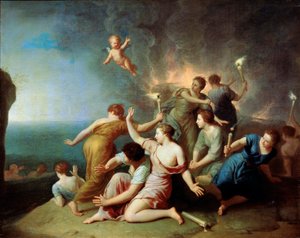 Nymphen verbrennen das Schiff des Telemachus von Henri Antoine de Favannes