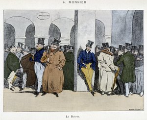 Geschäftsleute der Pariser Börse - Zeichnung von Henri Monnier, frühes 19. Jahrhundert