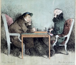 Schachspieler. Gravur von Henry Monnier (1805-1877)